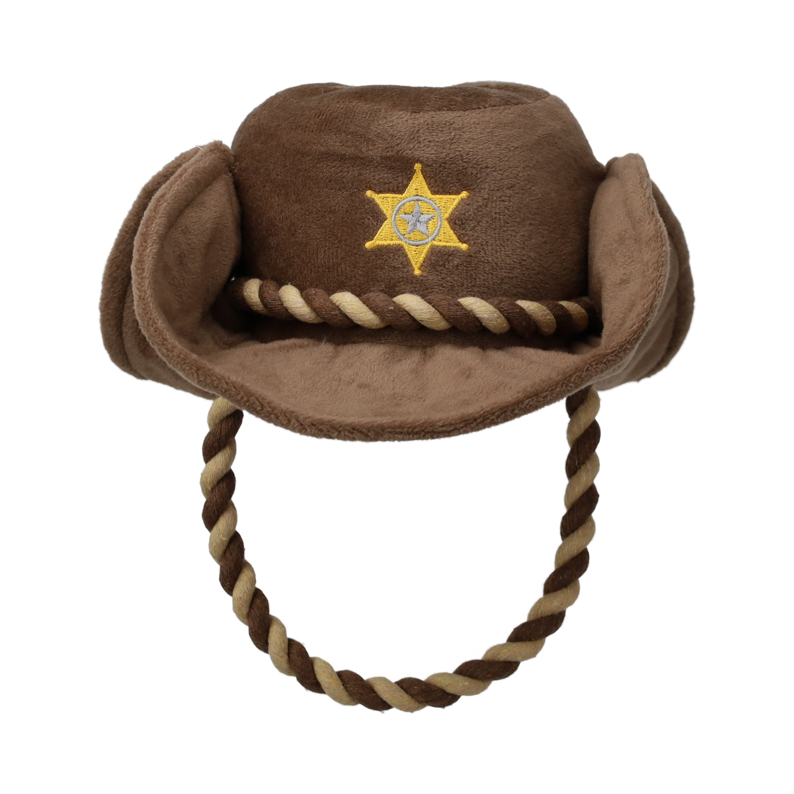 Barkaroo Sheriff Cowboy Hat Plush with Rope Squeaky Dog Toy