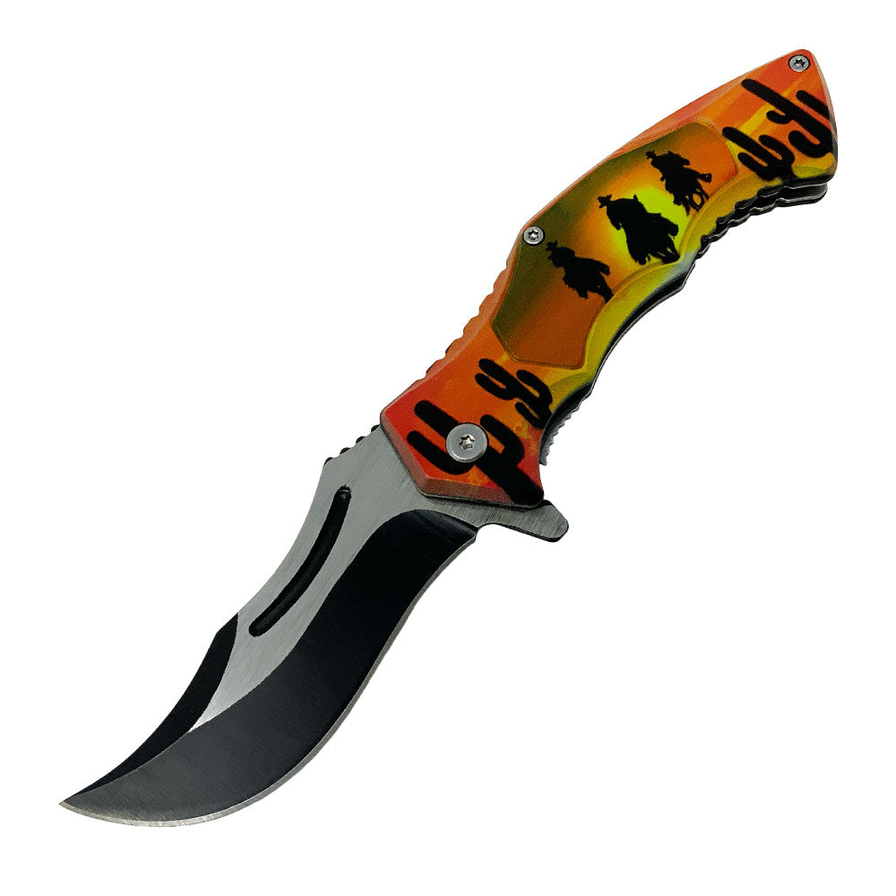 Sunset Cowboys Stainless Steel Folding Knife