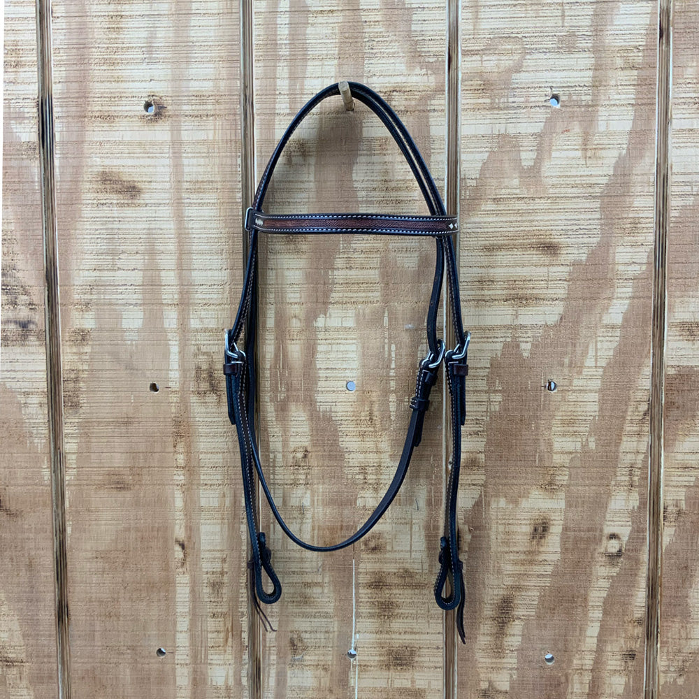 Showman Midnight Flora - Argentina Cow Leather Browband Headstall