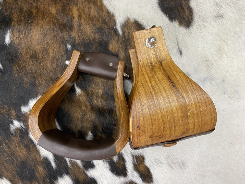 Showman Extra Wide Polished Ashwood wooden stirrups