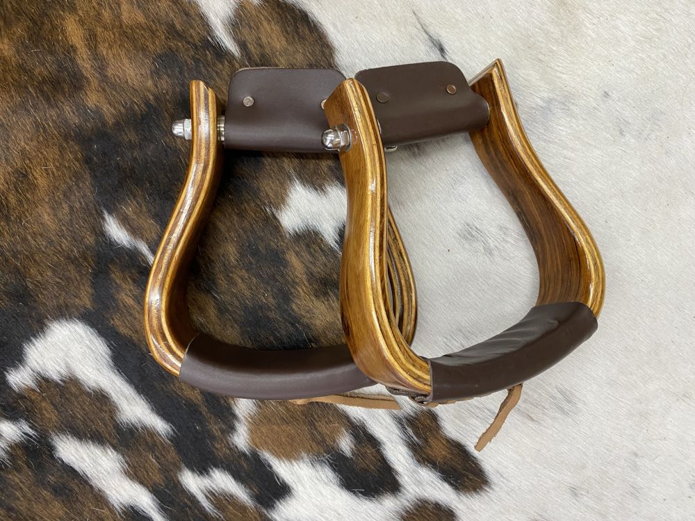 Showman Polished Mahogany wooden stirrups
