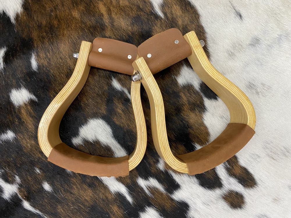 Showman Polished White Ashwood Wooden stirrups