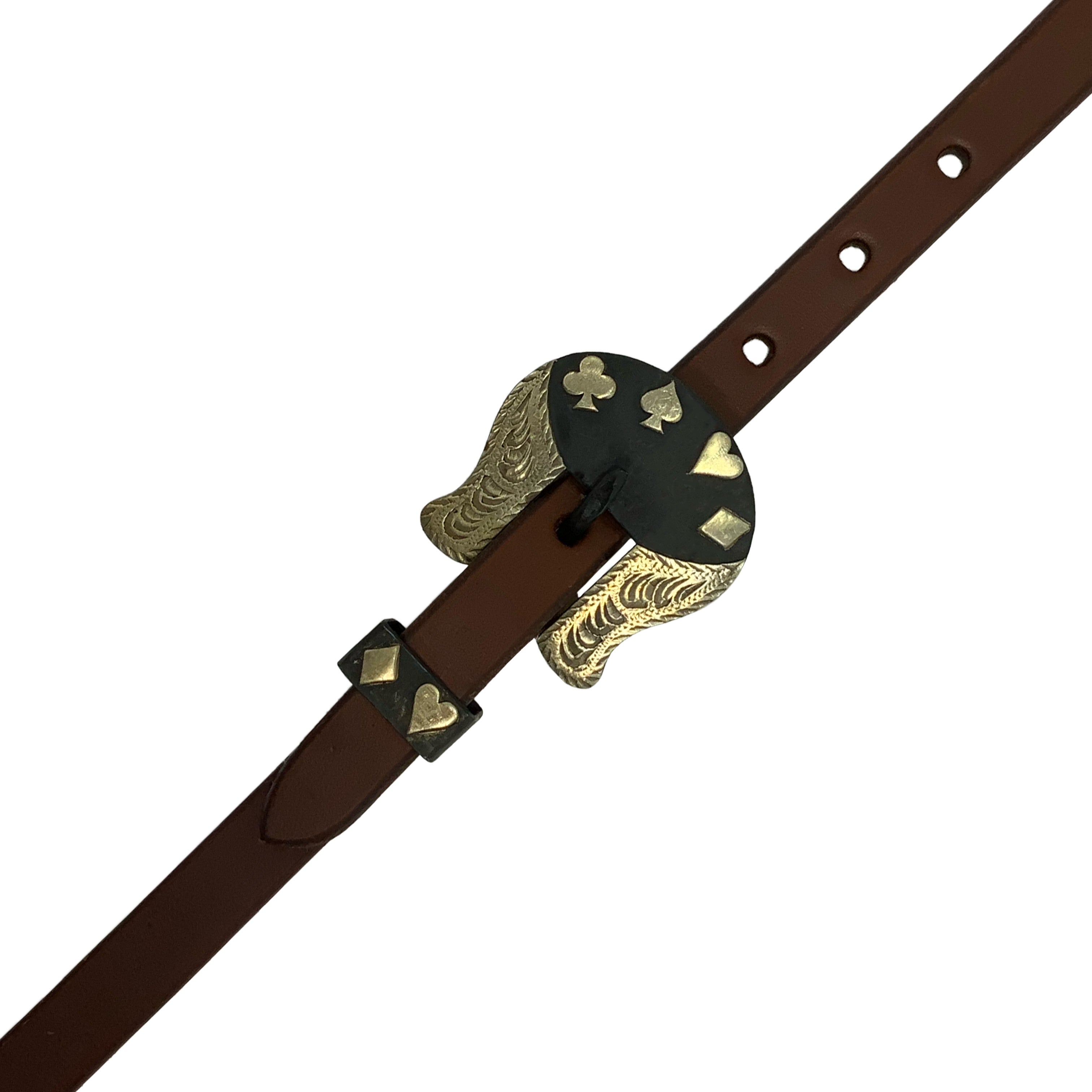 Showman Oiled Harness Split Ear Headstall With Cowboy Gambler Buckle