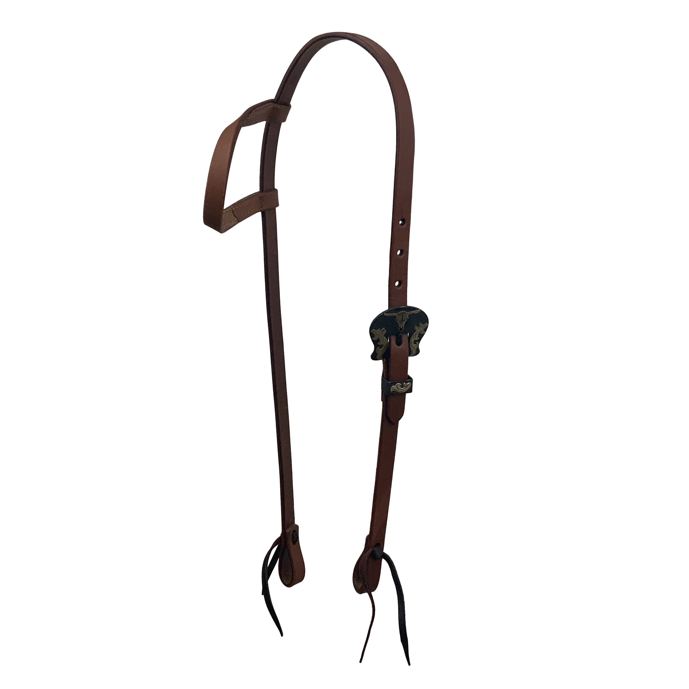 Showman Oiled Harness Single Ear Headstall With Heritage Steer Buckle