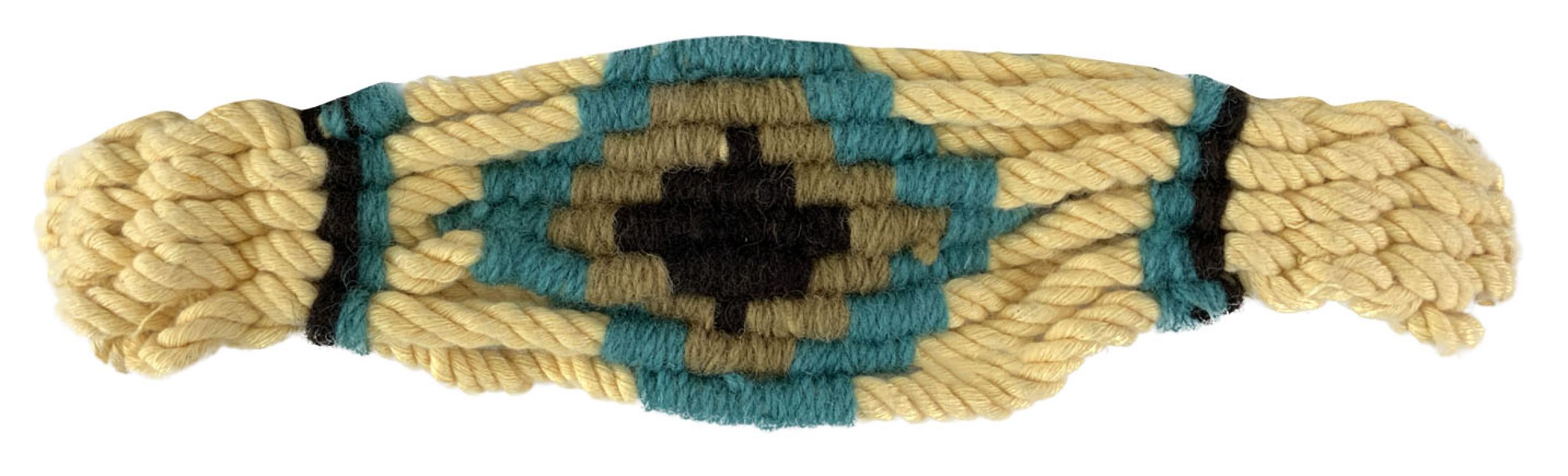 Showman Adjustable Mohair Wool Bronc Halter - Cream/Teal