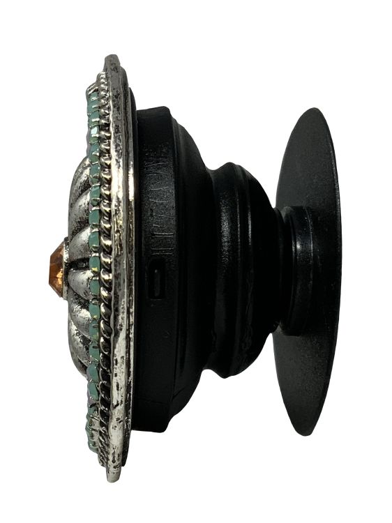 Round Rhinestone Flower Concho Phone Grip - Green/Pink/Orange