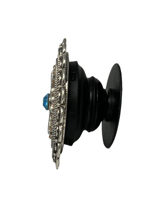 Oval Rhinestone Flower Concho Phone Grip - Pink/Orange/Blue