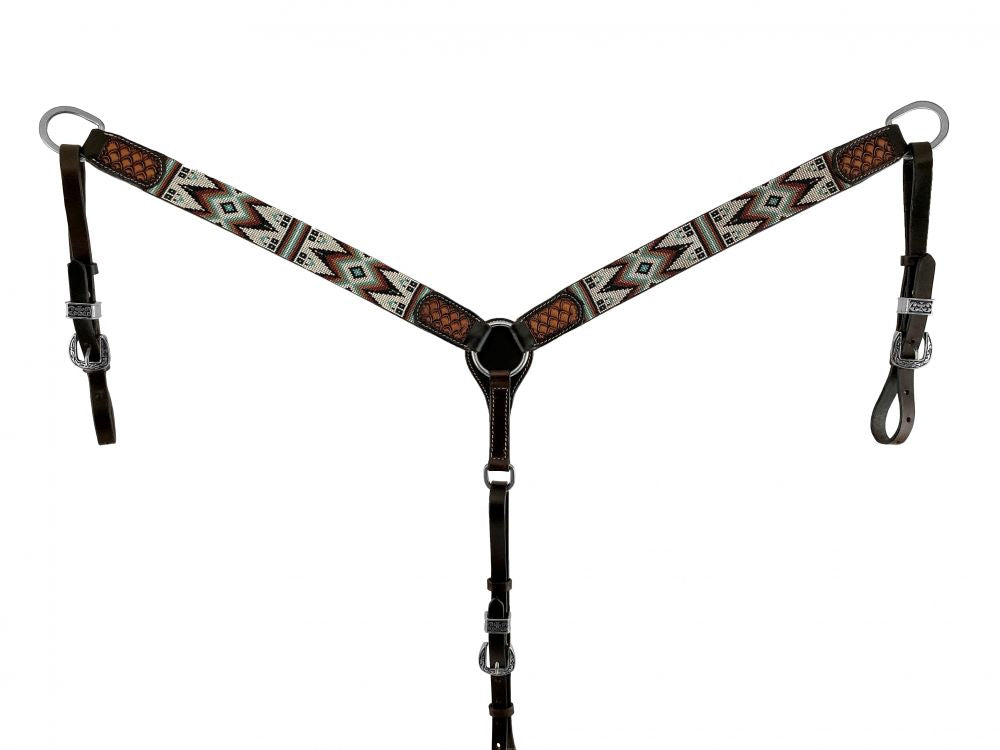 Showman Barbwire Tooled Tripping Collar - Dark Argentina Cow Leather Horse Collar