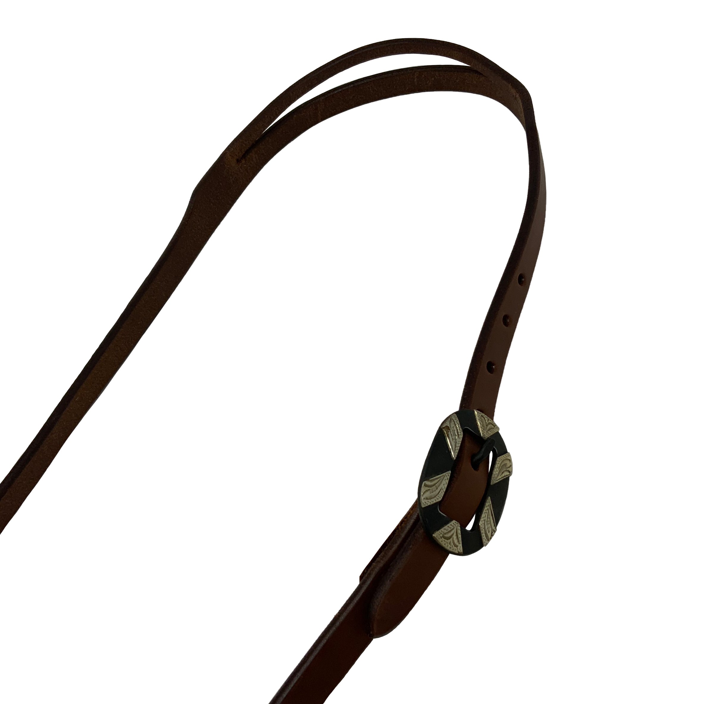 Showman Oiled Harness Split Ear Headstall With Antique Silver Bar Buckle