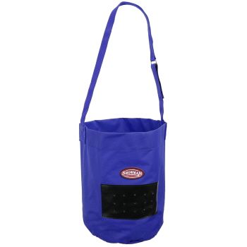 Hay bag filled with hay, showing its generous capacity and design.
