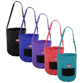 Hay bag in a vibrant color, emphasizing its stylish design.