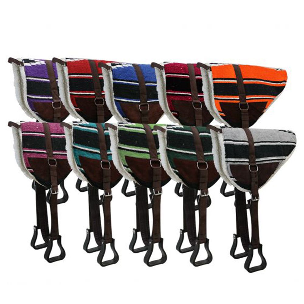 Showman Navajo Bareback Saddle Pad showcasing vibrant Navajo design and Kodel fleece bottom.