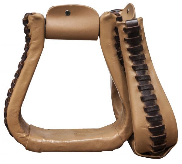 Close-up view of the stirrup's leather covering highlighting its durability and elegance.