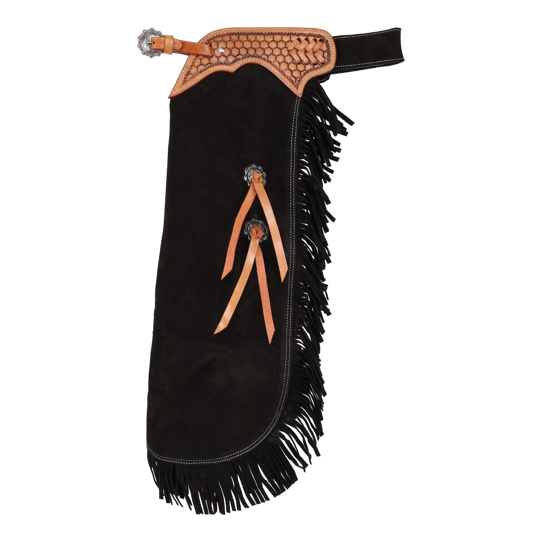 Showman Youth Gunpowder Chinks leather youth western riding chinks