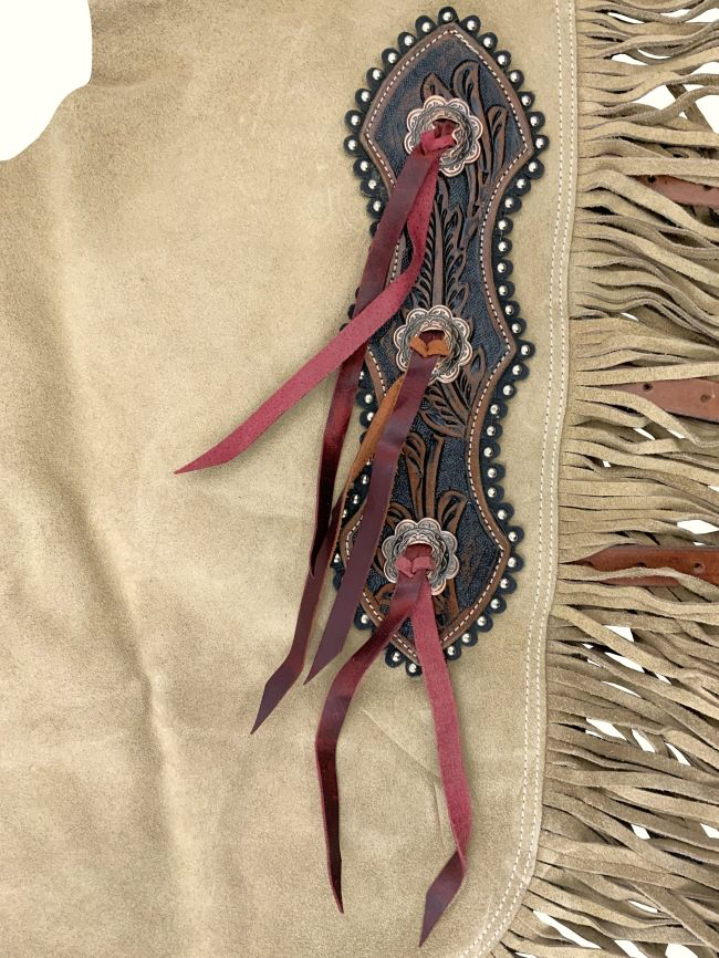 Showman Wildflower Brown Chinks alternate product view with western chinks details