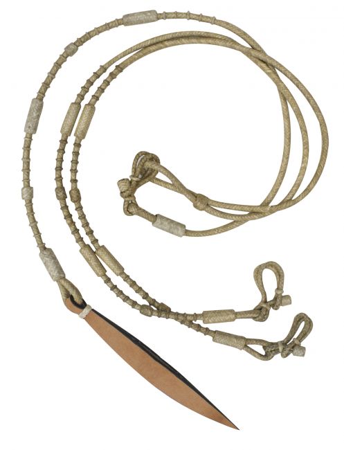 027: Showman ® natural rawhide braided romal reins with leather popper Reins Showman   