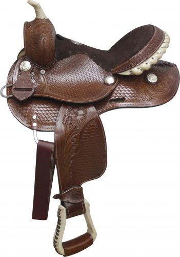 0286: Fully tooled Double T pony saddle Youth Saddle Double T   