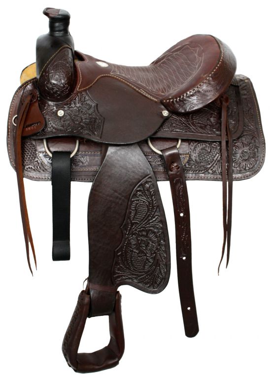0505: Buffalo roper style saddle with smooth leather seat Roping Saddle Buffalo   