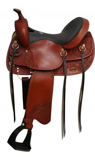 08516: 16", 17" Double T  Trail style saddle Pleasure Saddle Double T Medium Brown 16" 