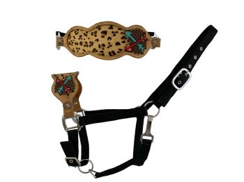 094: Showman ® Cheetah Inlay with painted arrow design bronc nose halter Bronc Halter Showman   