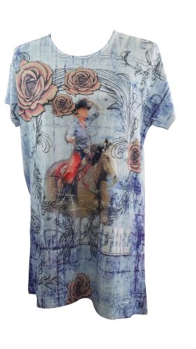 1067500: "Riding Into The Roses" Round Neck T-Shirt Primary Showman Saddles and Tack   