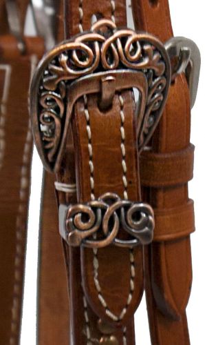 12881: Showman ® V style browband headsall with celtic knot conchos and hardware Headstall Showman   