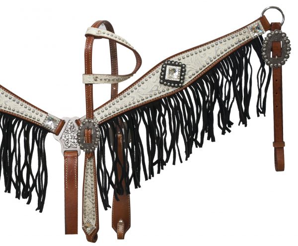 Showman Cheetah Print Headstall, Breast Collar, Reins Set With