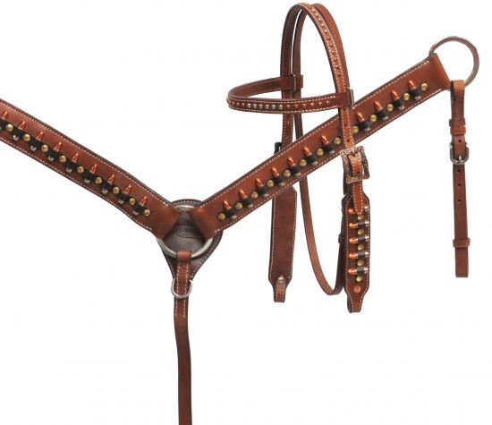 13558: Showman ® " Ammo Belt" Headstall and breast collar set Headstall & Breast Collar Set Showman   