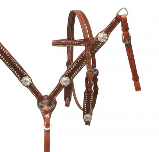13592: Showman ® PONY headstall and breast collar set with silver conchos Headstall & Breast Collar Set Showman   