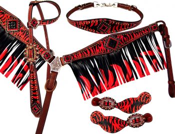 13865: Showman ® 5 piece headstall and breast collar set Headstall & Breast Collar Set Showman   
