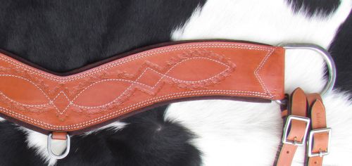 14002: Showman ® Barbwire tooled tripping collar Breast Collar Showman   