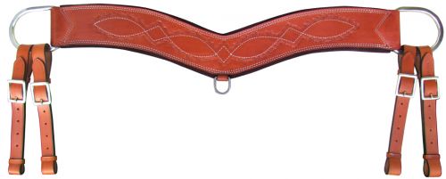 14002: Showman ® Barbwire tooled tripping collar Breast Collar Showman   