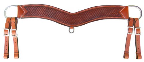 14005: Showman ® Basketweave tooled tripping collar Breast Collar Showman   
