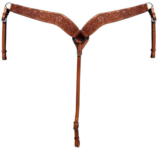 14100: Showman ® Argentina cow leather tooled breastcollar Breast Collar Showman   