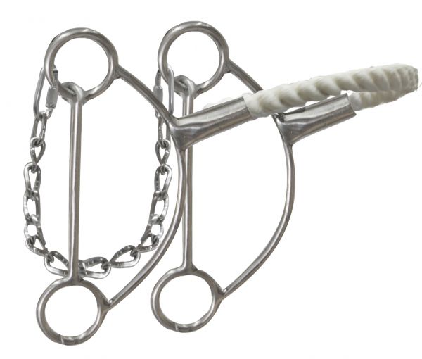 14111: Showman ® Stainless steel hackamore with wax coated twisted rope noseband Bits Showman   