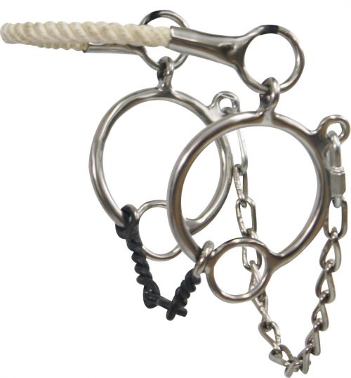 14114: Showman ® Rope nose hackamore with dogbone snaffle Bits Showman   
