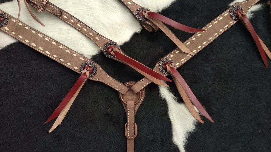 Klassy Cowgirl Leather Single Ear Headstall & Breast Collar Set w