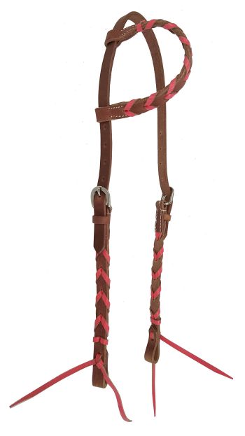 14383: Showman ® Argentina cow leather one ear headstall with colored lacing, with quick tie ends Primary Showman   
