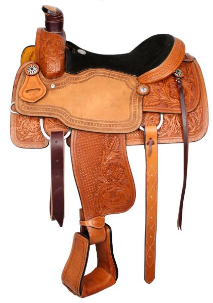 15", 16", 17"  Circle S Roper With Suede Leather Seat 6410: Roping Saddle Circle S   
