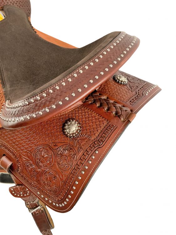 15" Barrel style western saddle with suede seat and silver dots Default Shiloh   