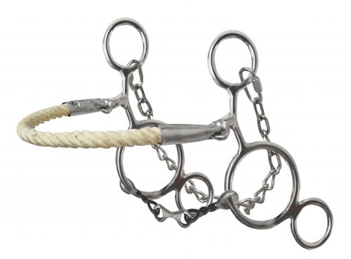 15120: Showman ® stainless steel rope nose hackamore with twisted dog bone mouth Bits Showman   