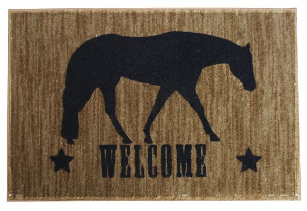1525: 27" x 18" Welcome mat with pleasure horse Primary Showman Saddles and Tack   