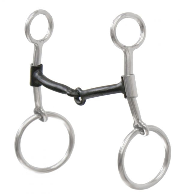 1530A: Showman ® Stainless steel sliding 5" broken, sweet iron mouth bit with large loose rings Bits Showman   