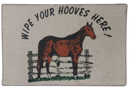 1541: 27" x 18" " Wipe your hooves here!" Welcome mat Primary Showman Saddles and Tack   