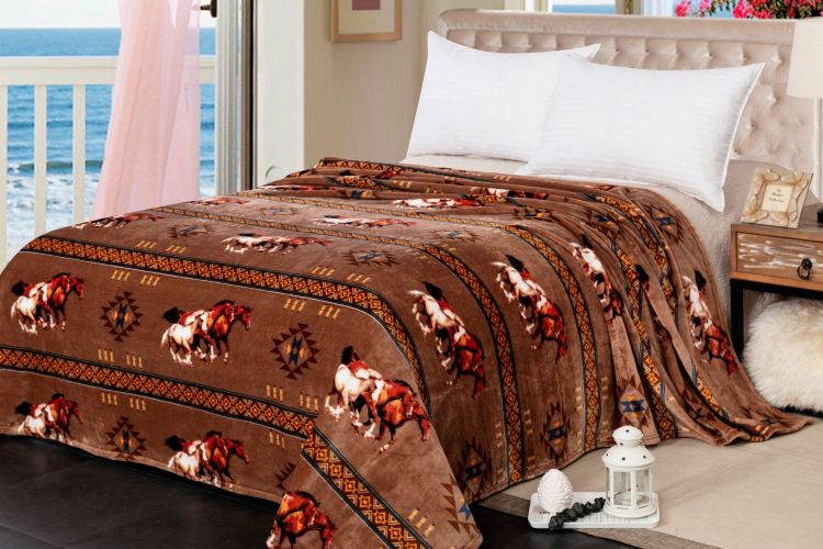 1558-1801: Queen Size Silk Touch blanket with running horse design Primary Showman Saddles and Tack   