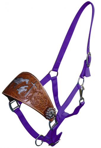 15795: Showman ® adjustable nose nylon bronc halter with nickle plated hardware and eyelets Bronc Halter Showman   