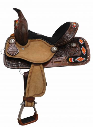 1581312: 12" Double T Youth/Pony embroidered Navajo saddle Youth Saddle Double T   