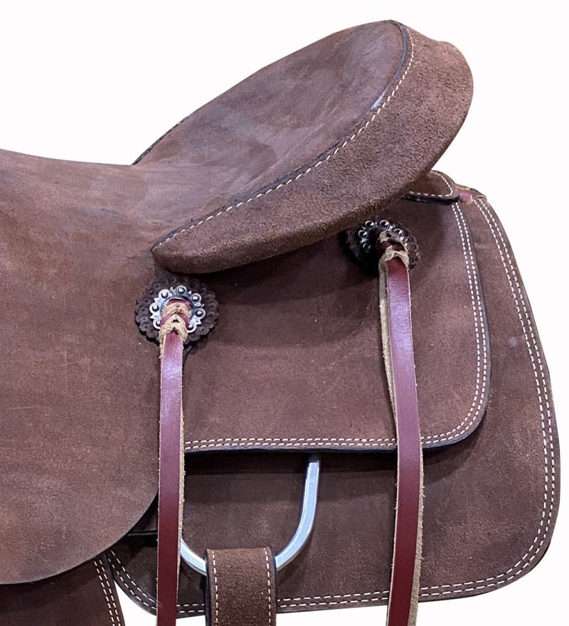 16 ", 17" Circle S Roping Saddle with Dark Oiled Roughout Leather Default Shiloh   