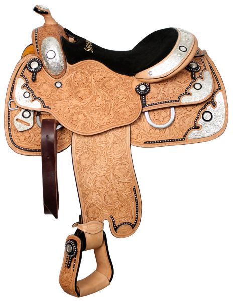 16" Showman Show Saddle, Fully Floral Tooled, Premium Argentina Cow Leather 638416 Show Saddle Showman   