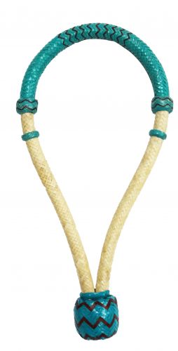 #16134: Showman 5/8 Teal and Brown Rawhide Core Bosal